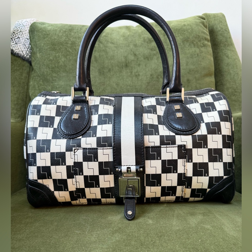 L.A.M.B. By Gwen Stefani Y2K Canvas & Leather B&W Checkerboard Mandeville Bag